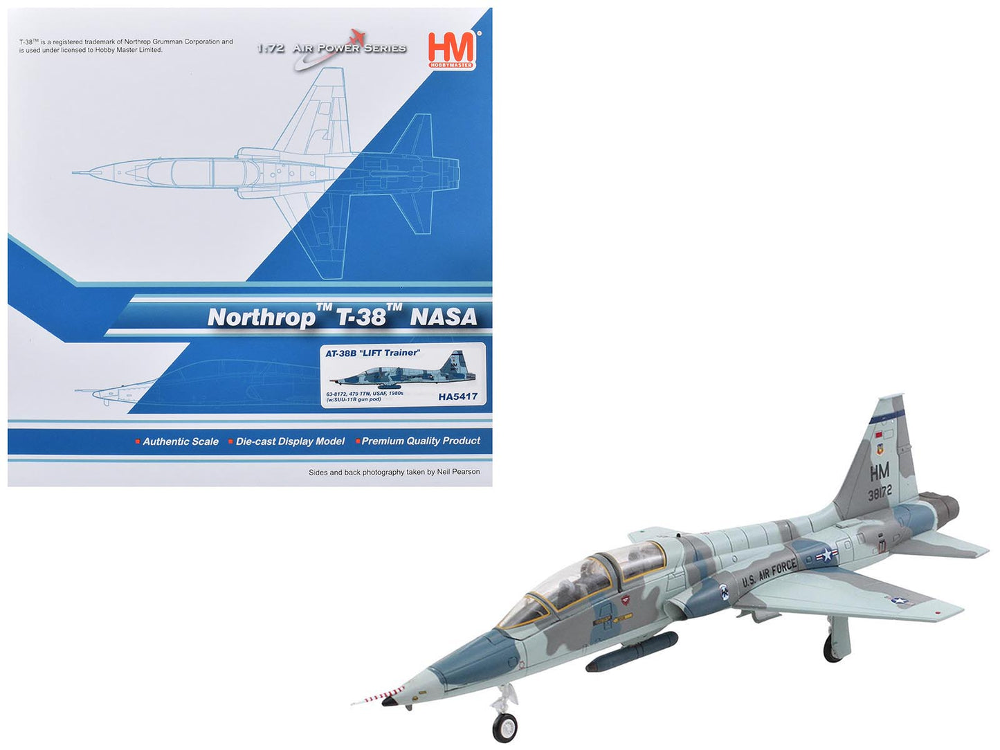 Northrop AT-38B Talon Aircraft "63-8172 479th TTW LIFT Trainer NASA" (1980s) United States Air Force "Air Power Series" 1/72 Diecast Model