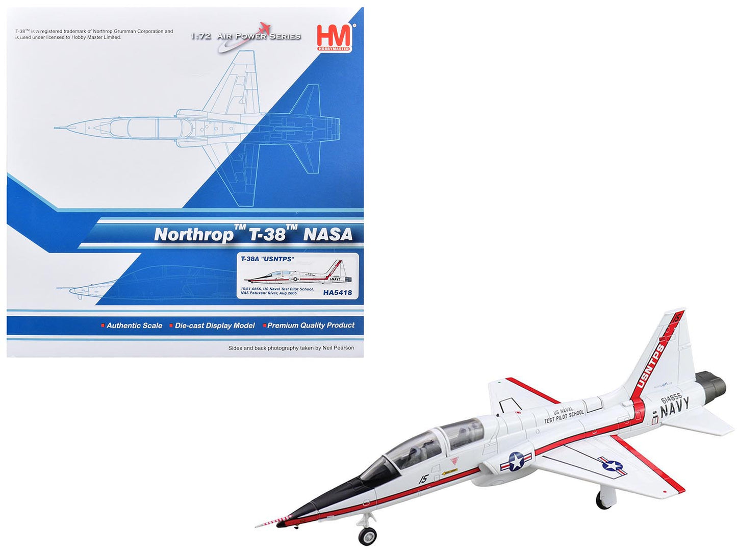 Northrop T-38A Talon Aircraft "61-0856 United States Naval Test Pilot School NAS Patuxent River NASA" (2005) United States Navy "Air Power Series" 1/72 Diecast Model
