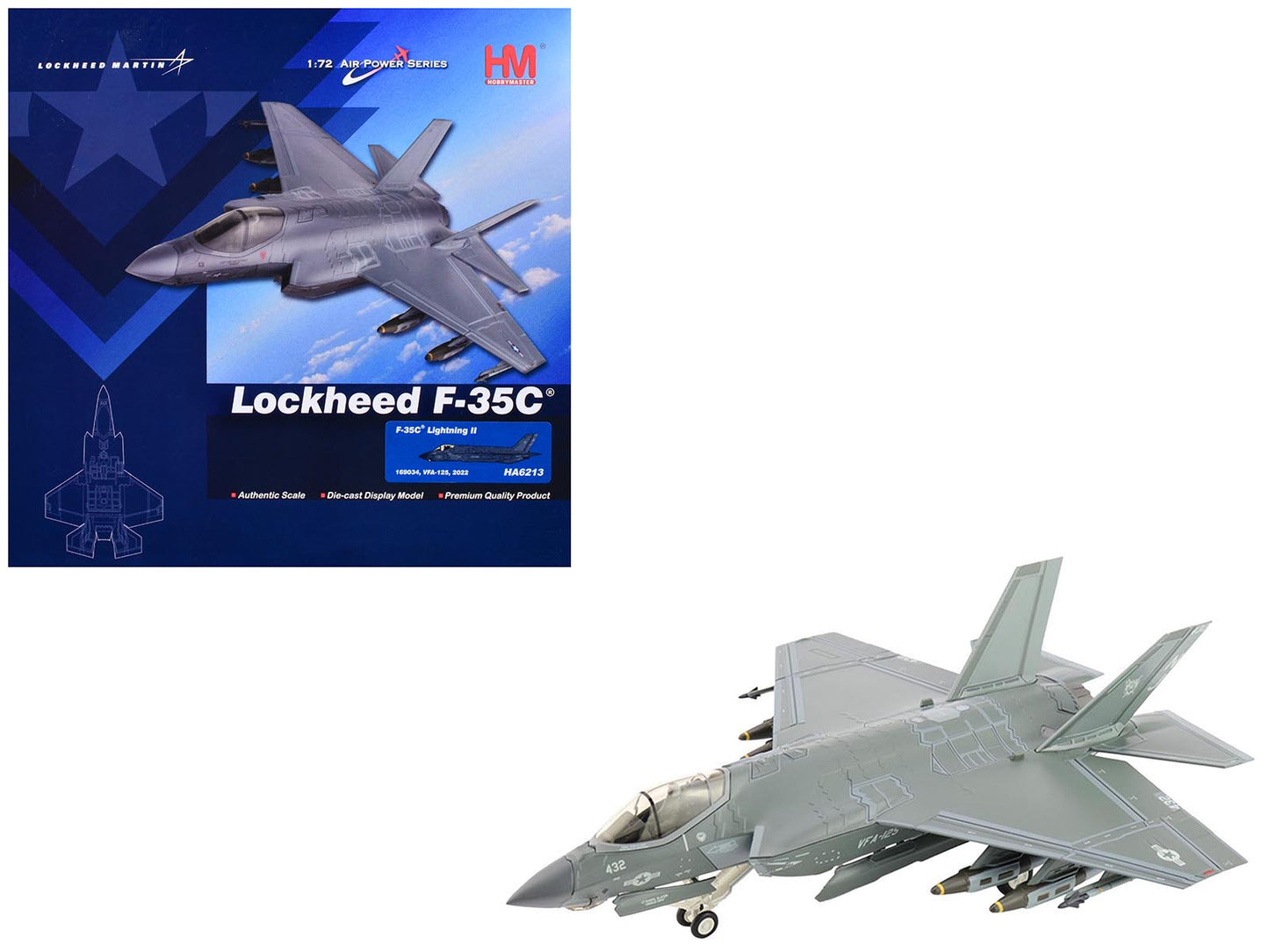 Lockheed F-35C Lightning II Aircraft "169034 VFA-125 Rough Raiders" (2022) United States Navy "Air Power Series" 1/72 Diecast Model