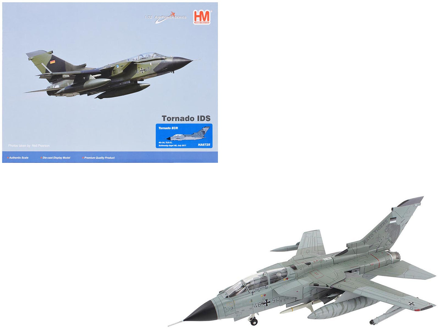 Panavia Tornado ECR Fighter-Bomber Aircraft "46+54 Tactical Air Wing 51 Schleswig-Jagel Air Base Germany" (2017) German Luftwaffe "Air Power Series" 1/72 Diecast Model