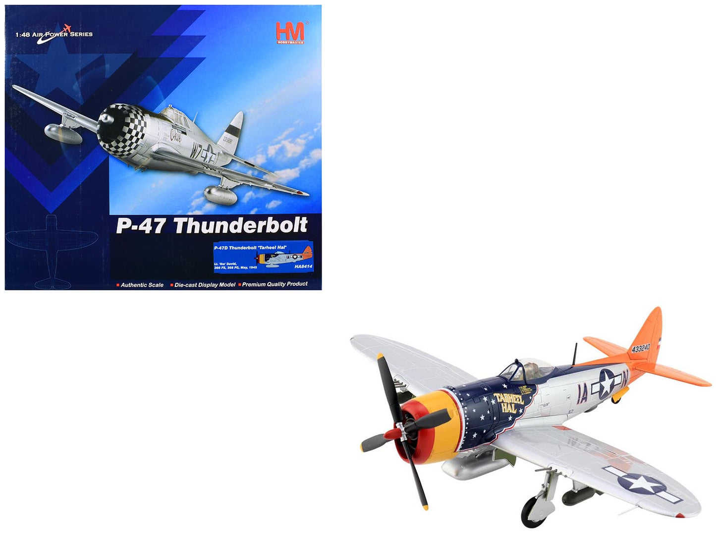 Republic P-47D Thunderbolt Aircraft "Tarheel Hal Lt. 'Ike' David 66 FS 358 FG" (1945) United States Army Air Forces "Air Power Series" 1/48 Diecast Model
