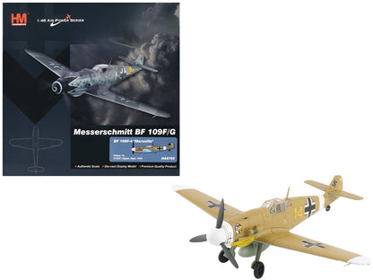 Messerschmitt Bf 109F-4 Fighter Aircraft "Marseille Yellow 14 3./JG27 Egypt" (1942) German Luftwaffe "Air Power Series" 1/48 Diecast Model