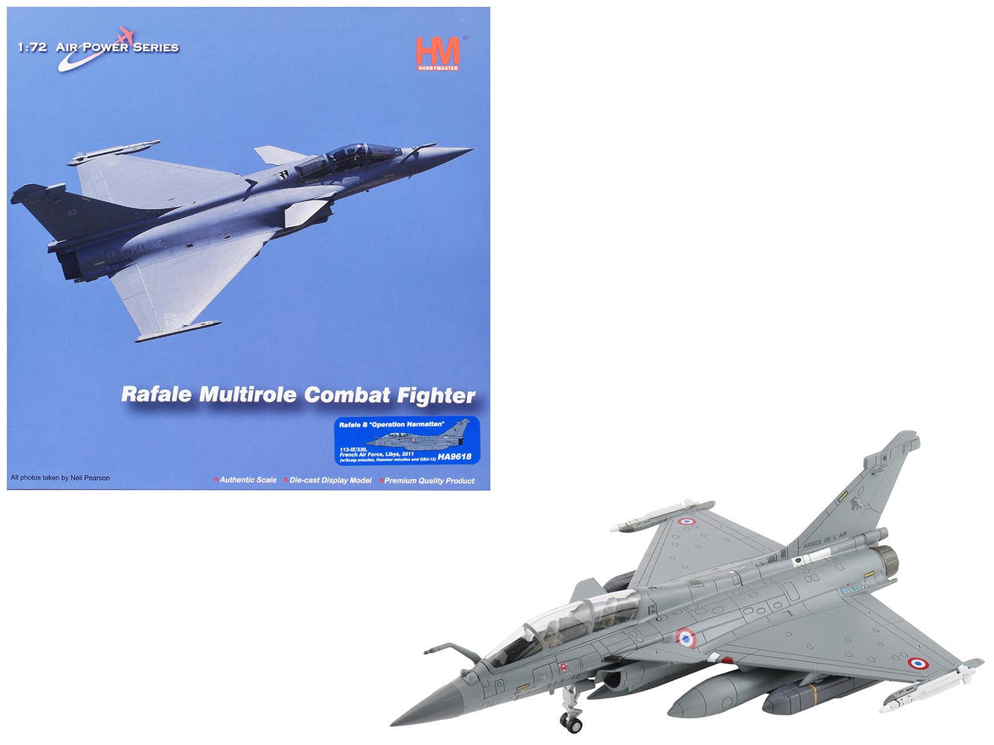 Dassault Rafale B Fighter Aircraft "113-IE/330 Libya" (2011) French Air Force "Air Power Series" 1/72 Diecast Model