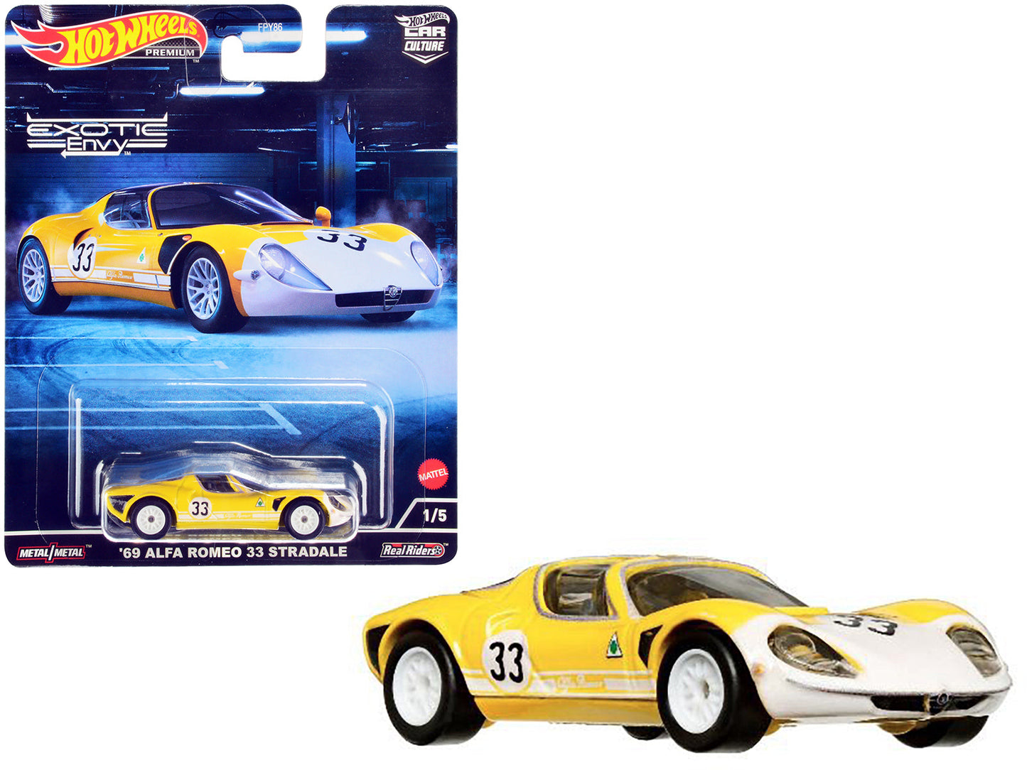 1969 Alfa Romeo 33 Stradale #33 Yellow and White "Exotic Envy" Series Diecast Model Car