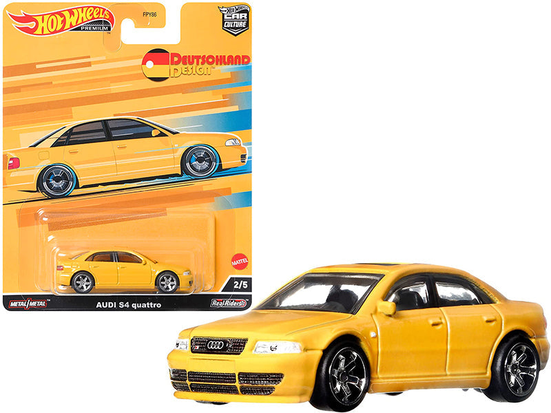 Audi S4 Quattro with Sunroof Yellow "Deutschland Design" Series Diecast Model Car