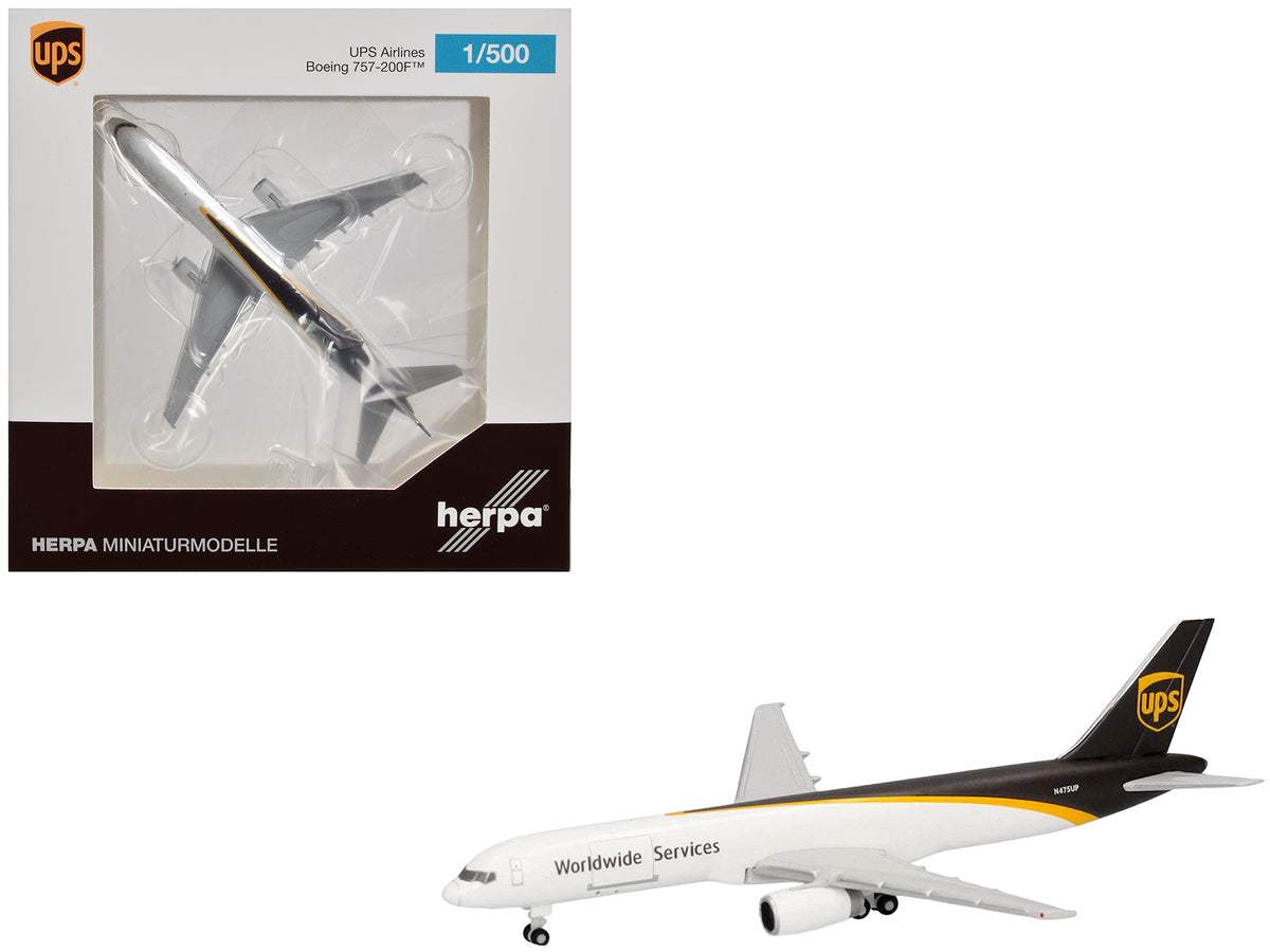 Boeing 757-200F Commercial Aircraft "UPS Worldwide Service" (N475UP) White with Brown Tail 1/500 Diecast Model Airplane