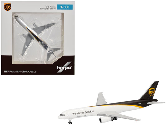 Boeing 757-200F Commercial Aircraft "UPS Worldwide Service" (N475UP) White with Brown Tail 1/500 Diecast Model Airplane