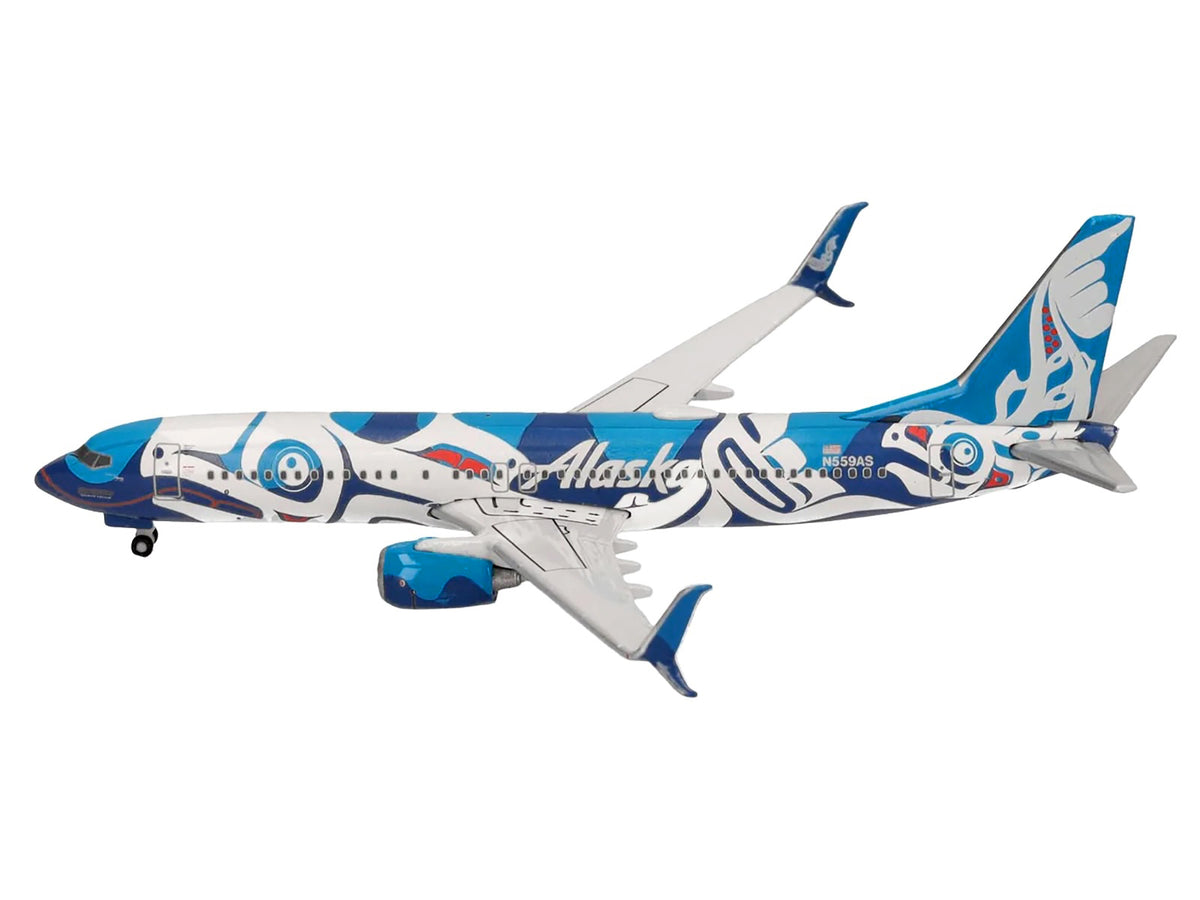 Boeing 737-800 Commercial Aircraft "Alaska Airlines - Salmon People Livery" (N559AS) Blue and White 1/500 Diecast Model Airplane
