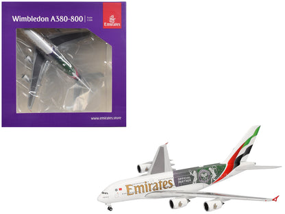 Airbus A380-800 Commercial Aircraft "Emirates Airlines - Wimbledon Official Partner" (A6-EOE) White with Graphics 1/500 Diecast Model Airplane