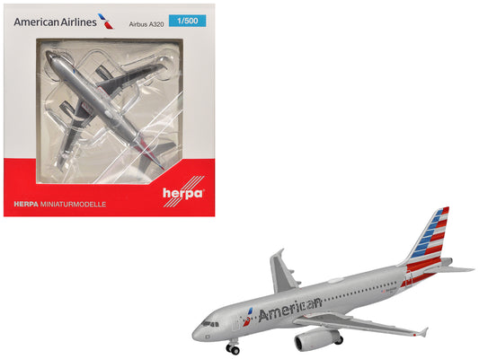 Airbus A320 Commercial Aircraft "American Airlines" (N680AW) Silver with Blue and Red Tail 1/500 Diecast Model Airplane