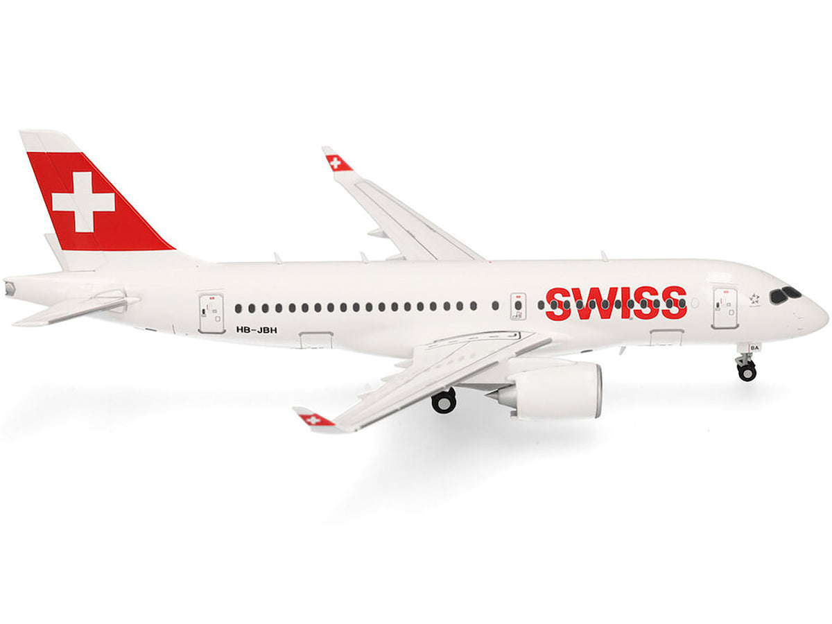 Airbus A220-100 Commercial Aircraft "Swiss International Air Lines" (HB-JBH) White with Red Tail 1/200 Diecast Model Airplane