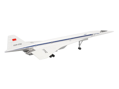 Tupolev Tu-144D Commercial Aircraft "Aeroflt - Technik Museum Sinsheim" (CCCP-77112) White with Blue Stripes 1/400 Diecast Model Airplane