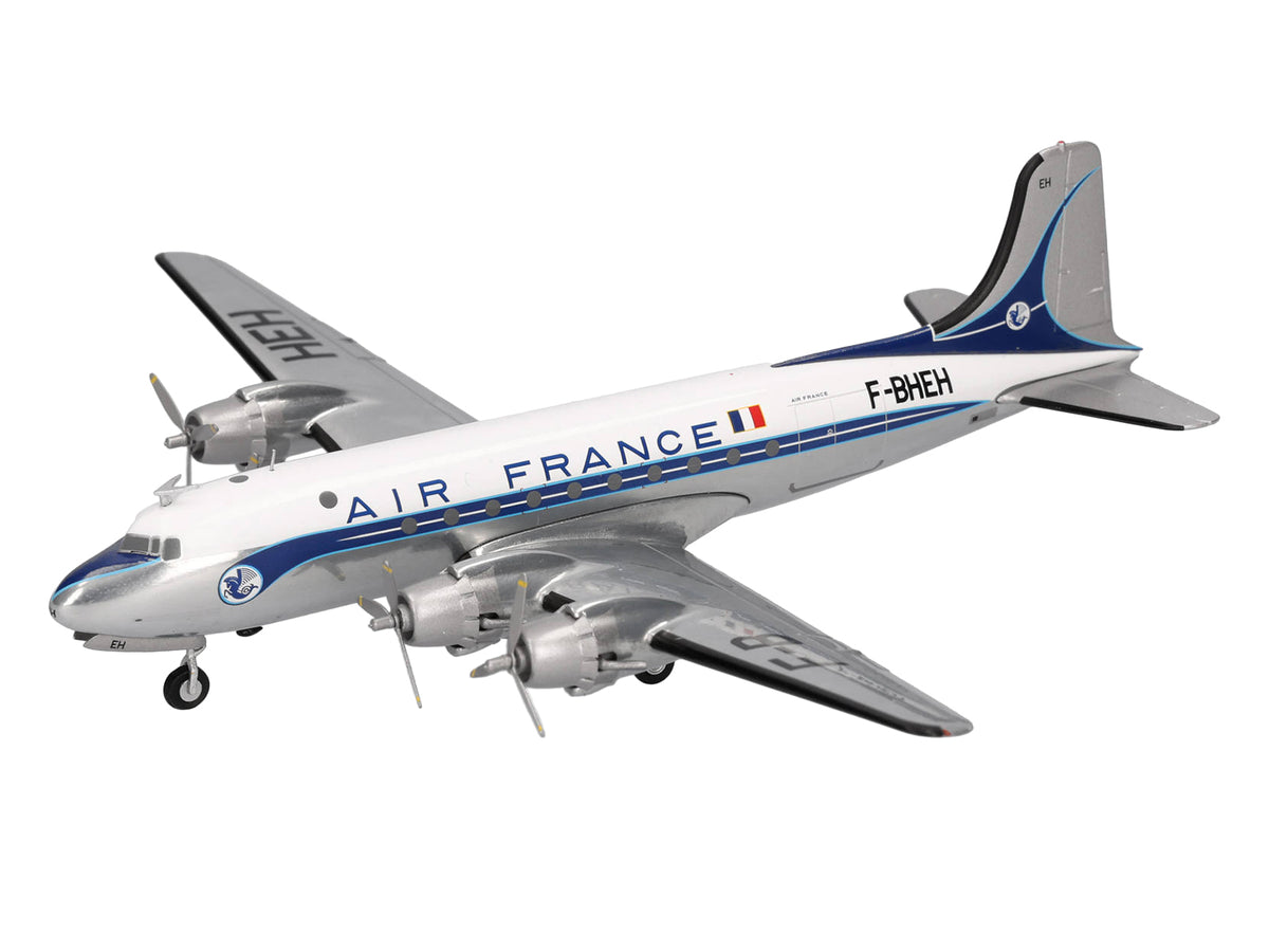 Douglas DC-4 Commercial Aircraft "Air France" (F-BHEH) White with Blue Stripes 1/200 Diecast Model