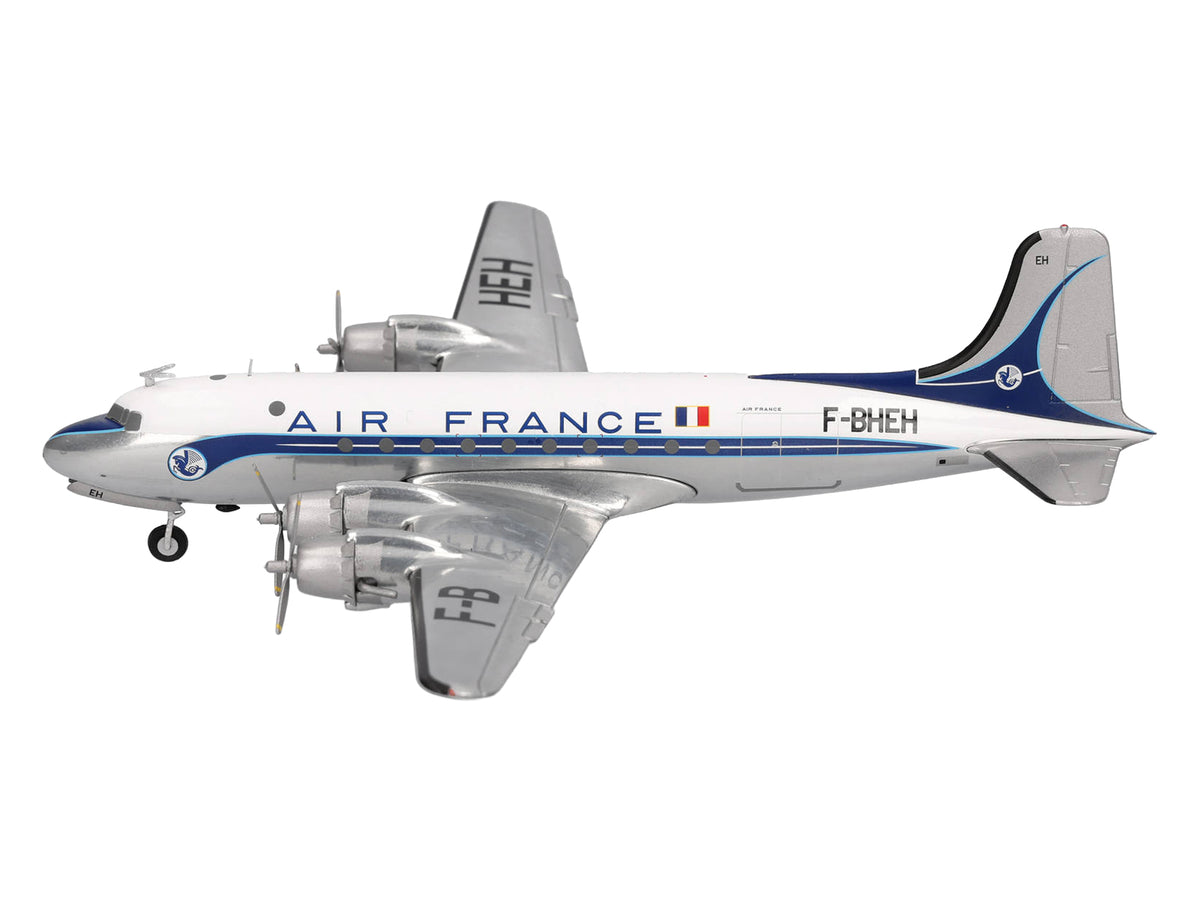 Douglas DC-4 Commercial Aircraft "Air France" (F-BHEH) White with Blue Stripes 1/200 Diecast Model