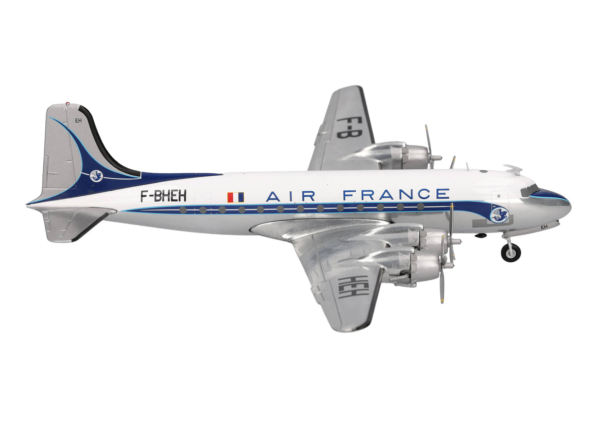 Douglas DC-4 Commercial Aircraft "Air France" (F-BHEH) White with Blue Stripes 1/200 Diecast Model