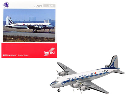 Douglas DC-4 Commercial Aircraft "Air France" (F-BHEH) White with Blue Stripes 1/200 Diecast Model