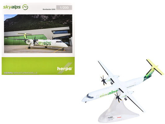 Bombardier Q400 Commercial Aircraft "Sky Alps" (9H-PAUL) White with Green Tail Graphics 1/200 Diecast Model