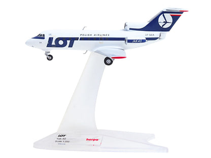 Yakovlev Yak-40 Commercial Aircraft "LOT Polish Airlines" (SP-GEA) White with Blue Stripes and Tail 1/200 Diecast Model