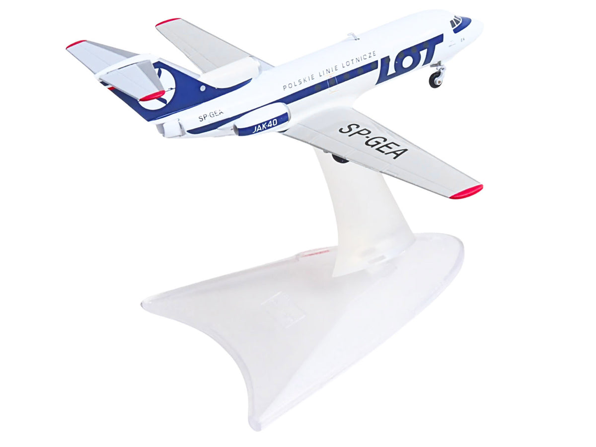 Yakovlev Yak-40 Commercial Aircraft "LOT Polish Airlines" (SP-GEA) White with Blue Stripes and Tail 1/200 Diecast Model