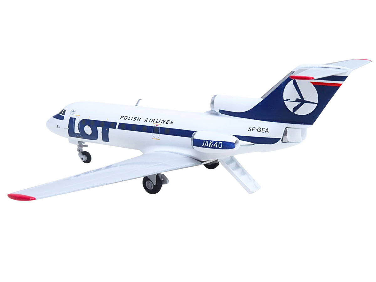 Yakovlev Yak-40 Commercial Aircraft "LOT Polish Airlines" (SP-GEA) White with Blue Stripes and Tail 1/200 Diecast Model