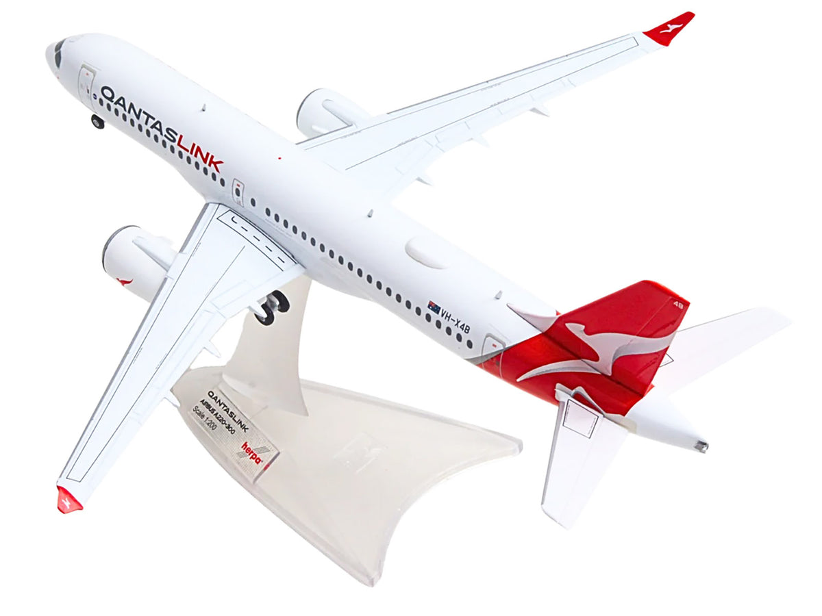 Airbus A220-300 Commercial Aircraft "QantasLink" (VH-X4B) White with Red Tail 1/200 Diecast Model