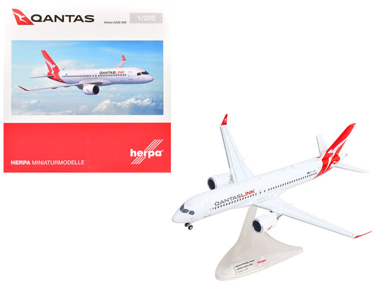 Airbus A220-300 Commercial Aircraft "QantasLink" (VH-X4B) White with Red Tail 1/200 Diecast Model