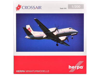 Saab 340 Commercial Aircraft "Crossair" (HB-AKN) White with Tail Graphics 1/200 Diecast Model Airplane