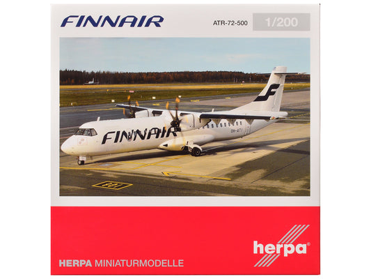 ATR 72-500 Commercial Aircraft "FinnAir" (OH-ATI) White 1/200 Diecast Model Airplane