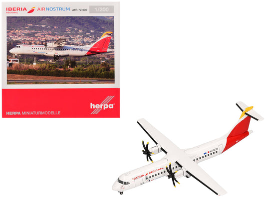 ATR 72-600 Commercial Aircraft "Iberia Regional" (9H-NCD) White with Red Tail 1/200 Diecast Model Airplane