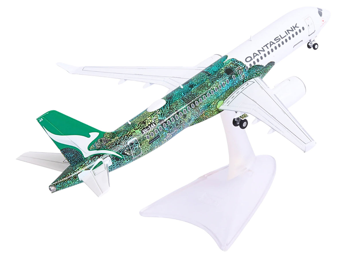 Airbus A220-300 Commercial Aircraft "QantasLink Flying Art Series - Minyma Kutjara Tjukurpa" (VH-X4A) White with Green Graphics 1/200 Diecast Model