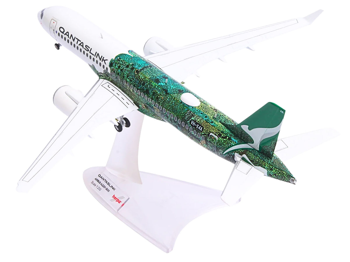 Airbus A220-300 Commercial Aircraft "QantasLink Flying Art Series - Minyma Kutjara Tjukurpa" (VH-X4A) White with Green Graphics 1/200 Diecast Model