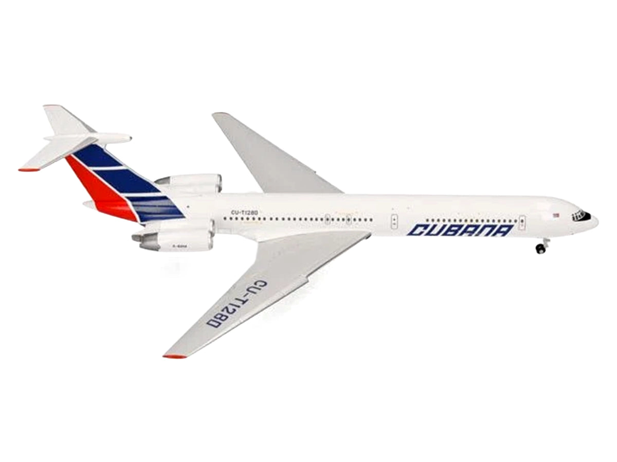 Ilyushin IL-62M Commercial Aircraft "Cubana de Aviacion" (T1280) White with Blue and Red Tail 1/200 Diecast Model Airplane