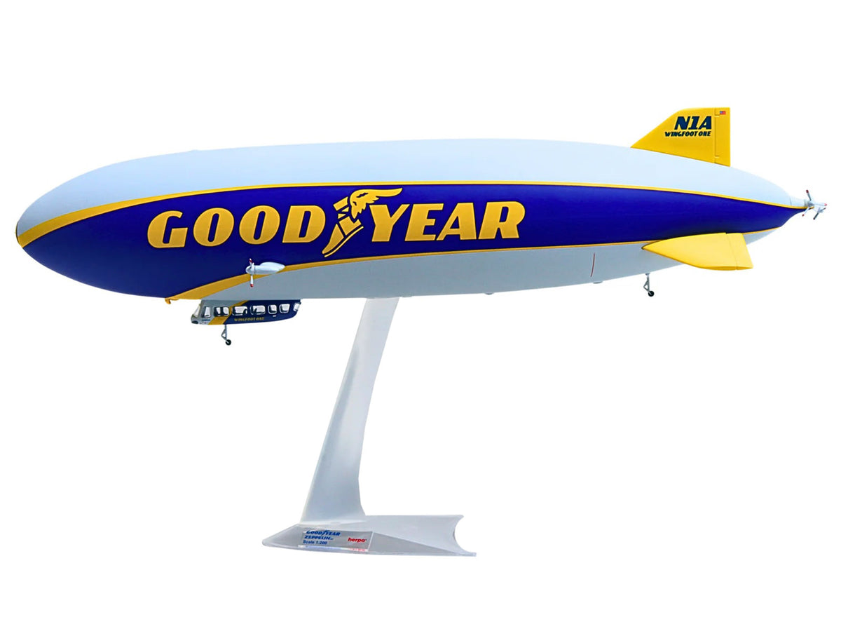 Zeppelin NT Aircraft "Goodyear Blimp - Wingfoot One" (N1A) Gray and Blue with Yellow Stripes 1/200 Diecast Model