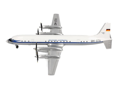 Ilyushin IL-18 Commercial Aircraft "Deutsche Lufthansa" (DM-STA) White with Blue Stripes 1/200 Diecast Model