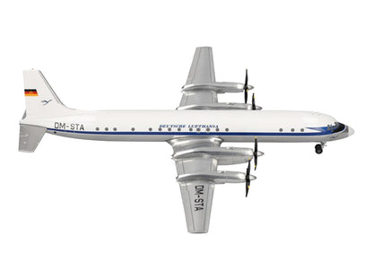 Ilyushin IL-18 Commercial Aircraft "Deutsche Lufthansa" (DM-STA) White with Blue Stripes 1/200 Diecast Model