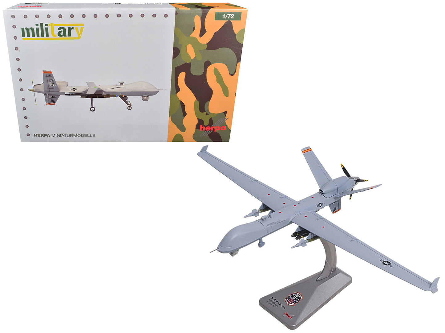 General Atomics MQ-9A Reaper Block 5 UAV "New York Air National Guard 108th Attack Squadron Hancock Field Air National Guard Base" United States Air Force "Military" Series 1/72 Diecast Model