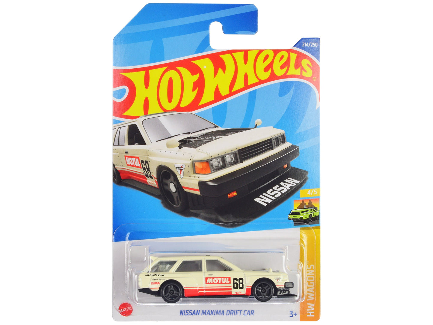 Nissan Maxima Wagon Drift Car #68 "Motul" Cream with Red Stripes "HW Wagons" Series Diecast Model Car