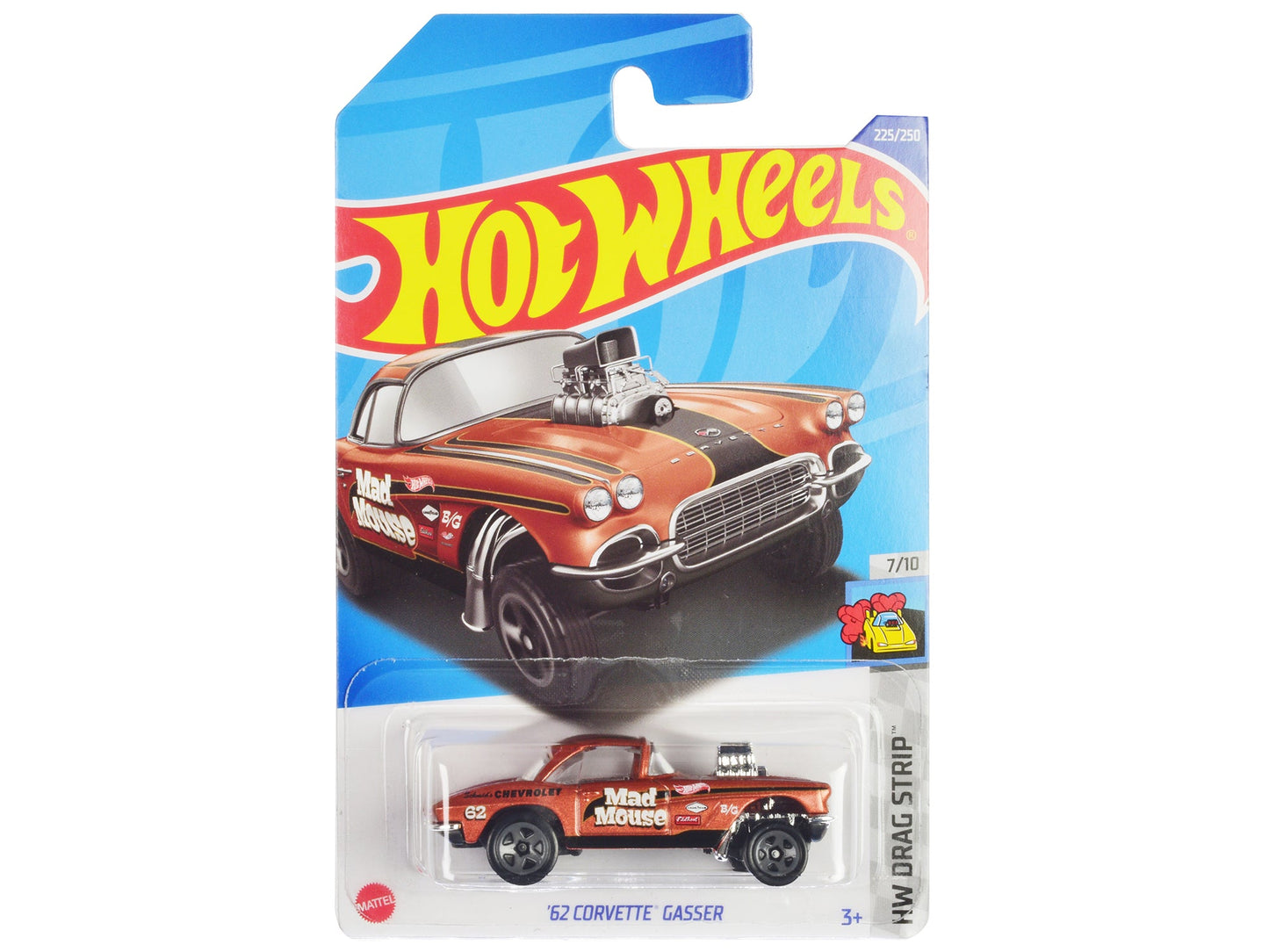 1962 Chevrolet Corvette Gasser "Mad Mouse" Copper Metallic with Black Stripes "HW Drag Strip" Series Diecast Model Car