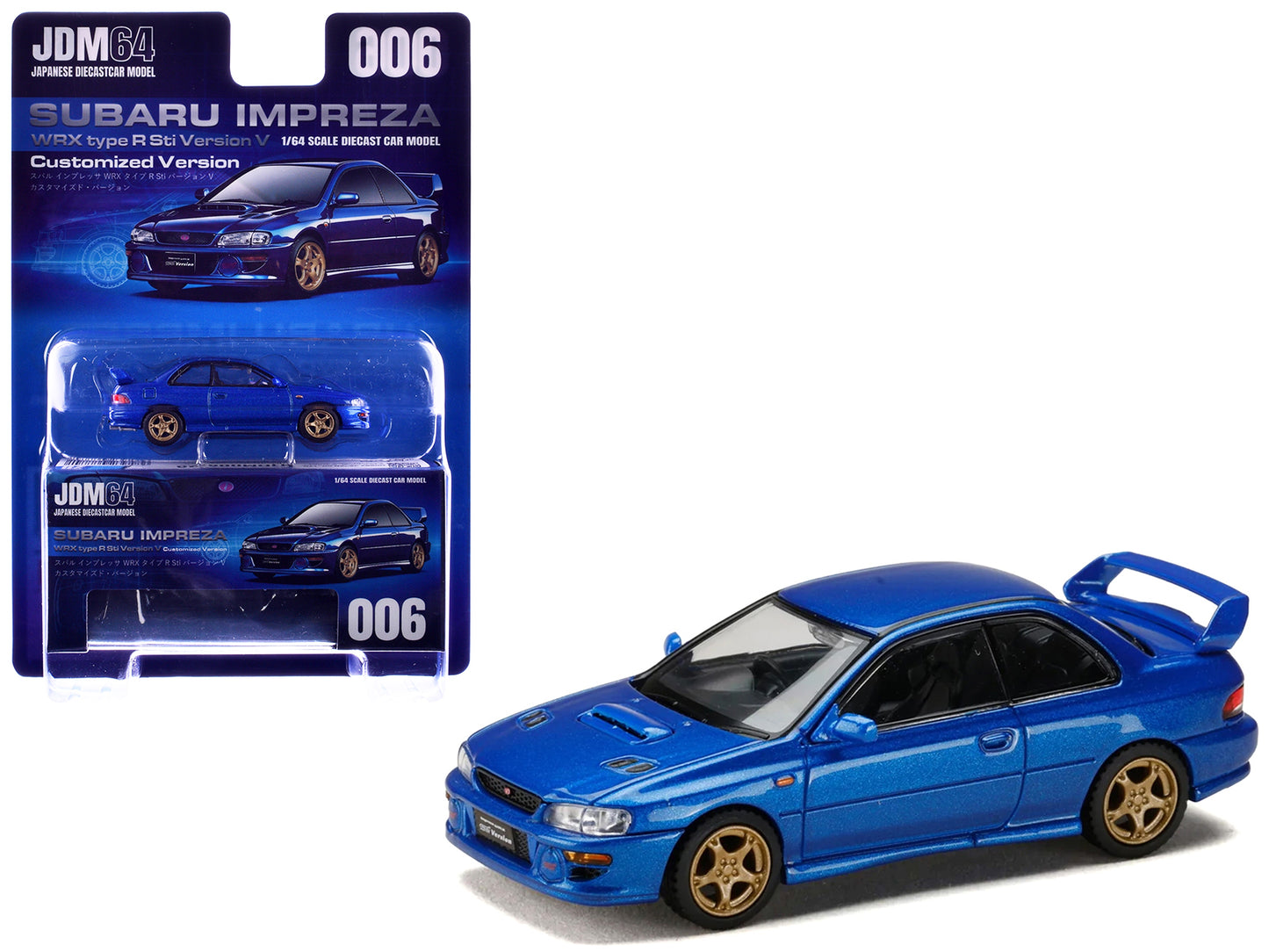 Subaru Impreza WRX Type R Sti Version V RHD (Right Hand Drive) Sonic Blue Mica "JDM64" Series 1/64 Diecast Model Car
