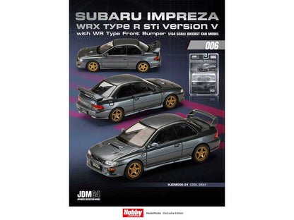 Subaru Impreza WRX Type R Sti Version V RHD (Right Hand Drive) Cool Gray Metallic "JDM64" Series 1/64 Diecast Model Car