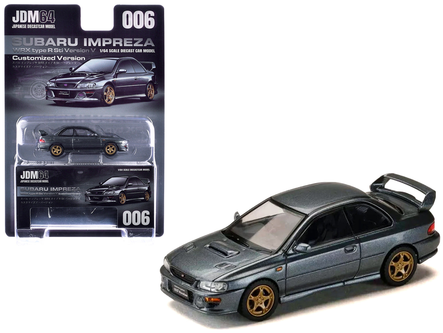 Subaru Impreza WRX Type R Sti Version V RHD (Right Hand Drive) Cool Gray Metallic "JDM64" Series 1/64 Diecast Model Car