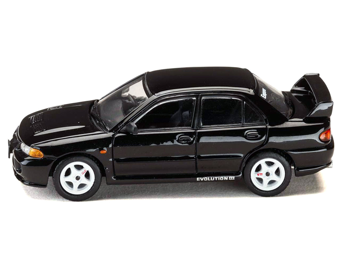 Mitsubishi Lancer RS Evolution III RHD (Right Hand Drive) Black "Initial D" (1995-2013) Manga "Diorama Set Series" 1/64 Diecast Model car