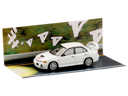 Mitsubishi Lancer RS Evolution IV RHD (Right Hand Drive) "MonStar" White "Initial D" (1995-2013) Manga "Diorama Set Series" 1/64 Diecast Model car
