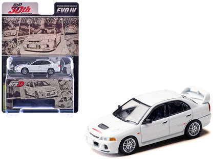 Mitsubishi Lancer RS Evolution IV RHD (Right Hand Drive) "MonStar" White "Initial D" (1995-2013) Manga "Diorama Set Series" 1/64 Diecast Model car