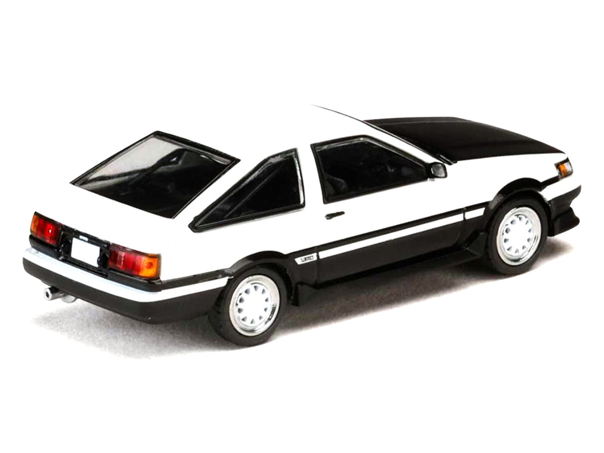 Toyota Corolla Levin (AE86) RHD (Right Hand Drive) White with Carbon Hood "Initial D" (1995-2013) Manga "Diorama Set Series" 1/64 Diecast Model Car