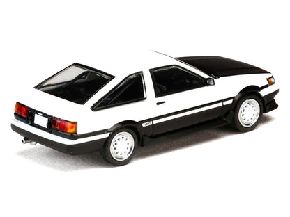 Toyota Corolla Levin (AE86) RHD (Right Hand Drive) White with Carbon Hood "Initial D" (1995-2013) Manga "Diorama Set Series" 1/64 Diecast Model Car