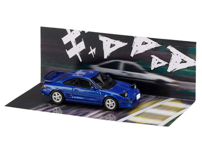 Toyota MR2 (SW20) RHD (Right Hand Drive) Blue Metallic "Kai Kogashiwa VS Takumi Fujiwara - Initial D" (1995-2013) Manga "Diorama Set Series" 1/64 Diecast Model Car