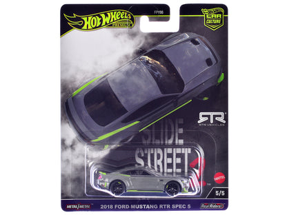 2018 Ford Mustang RTR Spec 5 Gray "Slide Street 2" Series Diecast Model Car