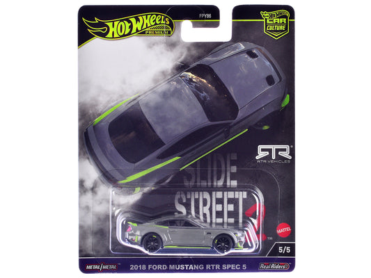 2018 Ford Mustang RTR Spec 5 Gray "Slide Street 2" Series Diecast Model Car