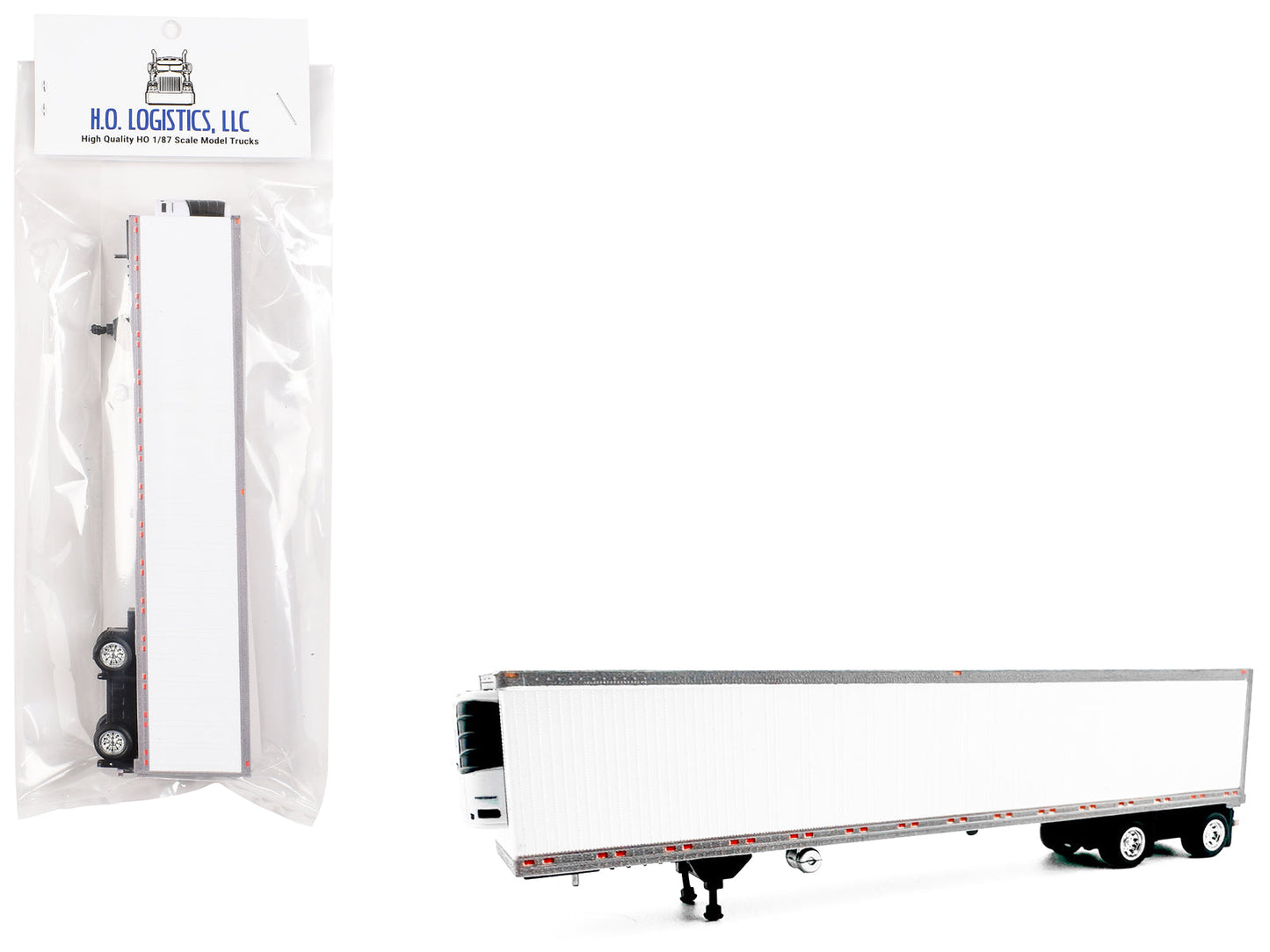 53' Spread Axle Refrigerated Trailer White 1/87 (HO) Plastic Model Car